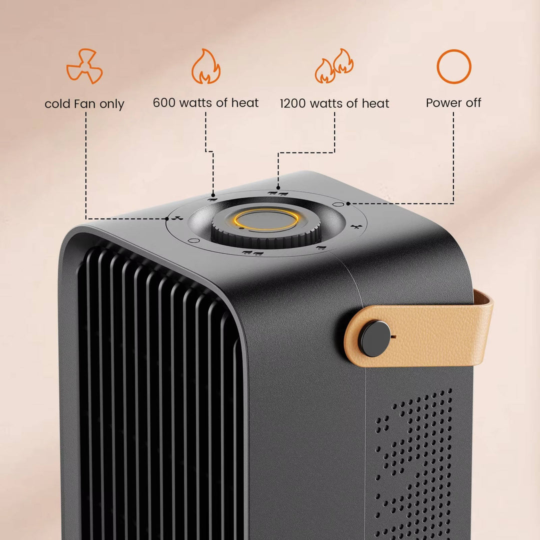 Grzałka 1200 W | Ceramiczny element grzejny PTC z czasem nagrzewania 2 sekundy | 3 ustawienia temperatury, zabezpieczenie przed przewróceniem i przegrzaniem