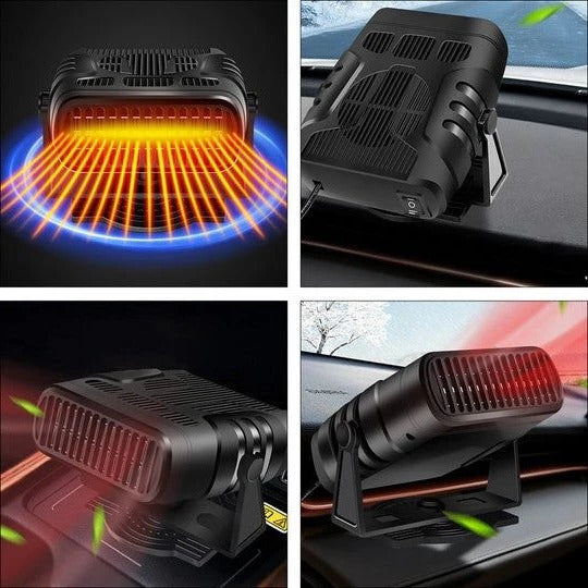Ogrzewacz samochodowy 12 V | Obrotowy o 360° z funkcją grzania i chłodzenia | Odmgławiacz typu plug-and-play do samochodów, SUV-ów i kamperów