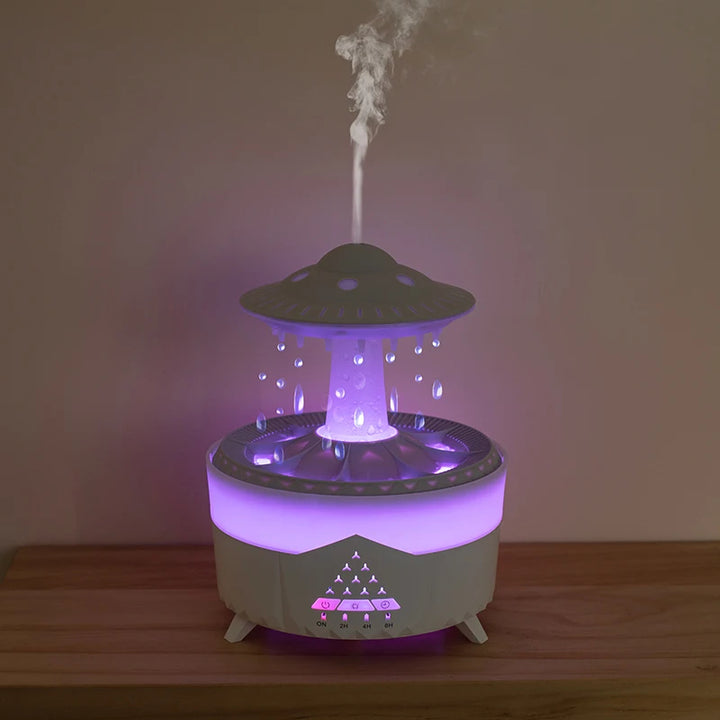 Nawilżacz powietrza z deszczem w kształcie UFO – USB, dyfuzor