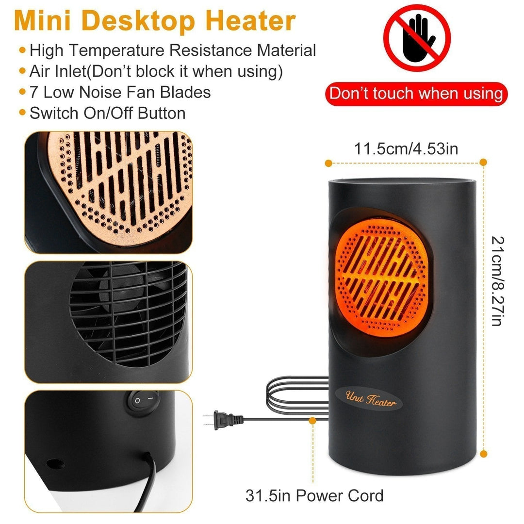 Przenośny elektryczny mini grzejnik 300 W | spiralny element grzewczy, 7 łopatek wentylatora | cicha praca