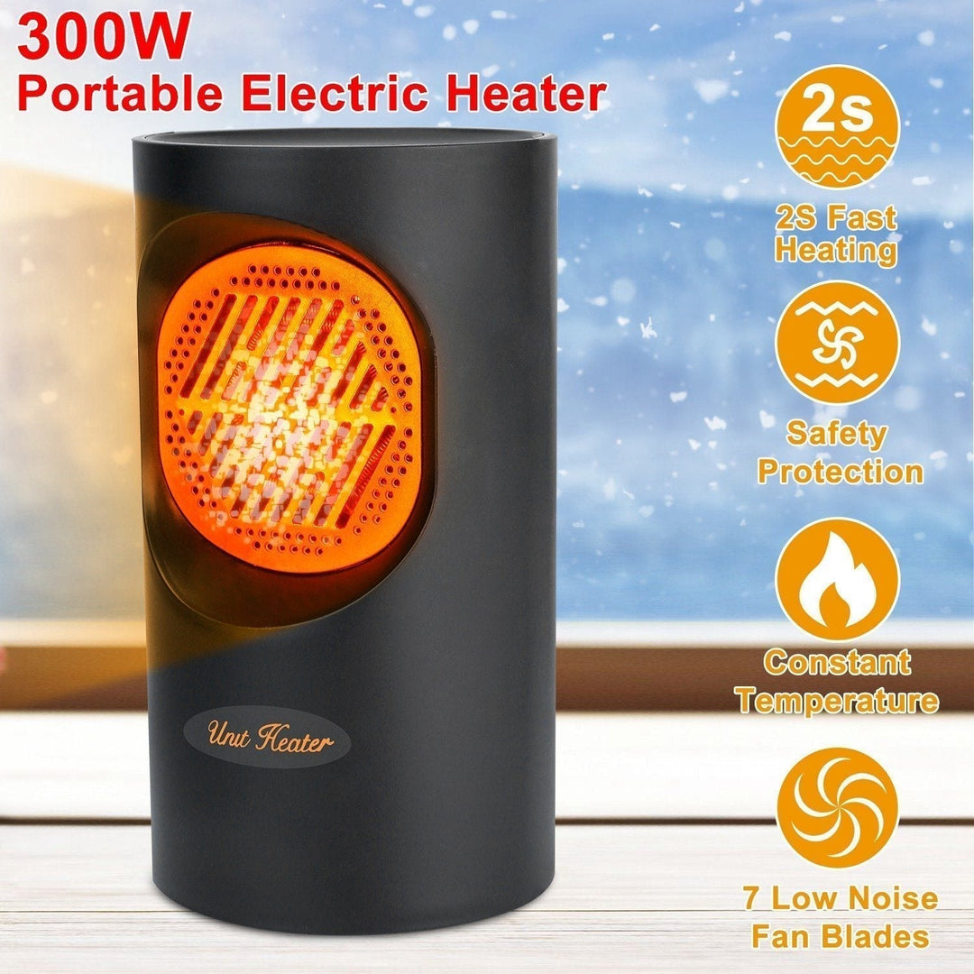Przenośny elektryczny mini grzejnik 300 W | spiralny element grzewczy, 7 łopatek wentylatora | cicha praca