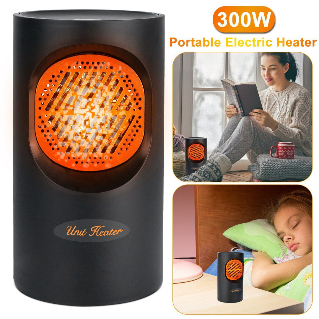 Przenośny elektryczny mini grzejnik 300 W | spiralny element grzewczy, 7 łopatek wentylatora | cicha praca