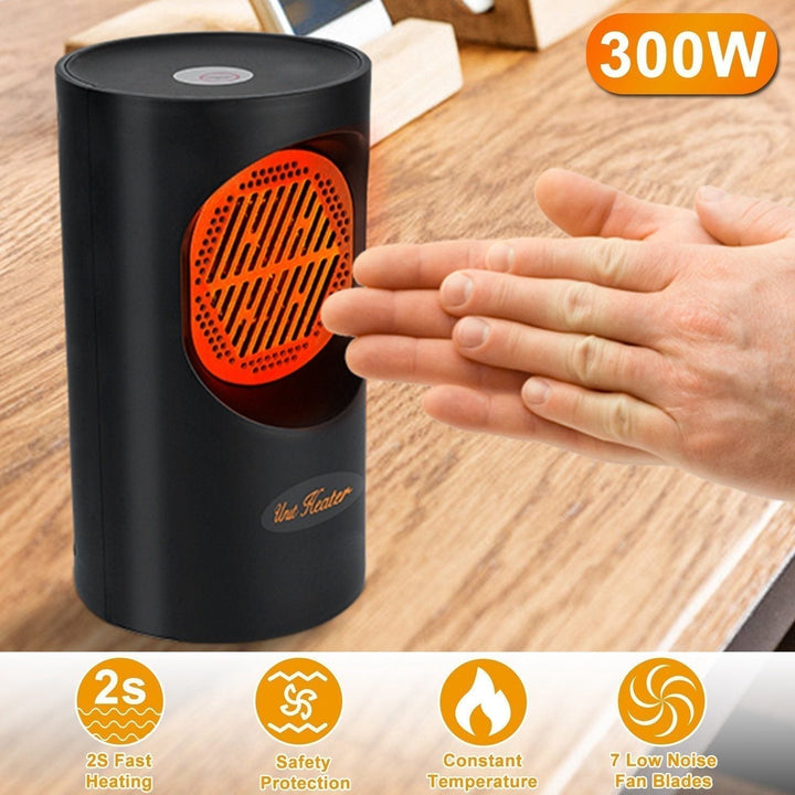 Przenośny elektryczny mini grzejnik 300 W | spiralny element grzewczy, 7 łopatek wentylatora | cicha praca