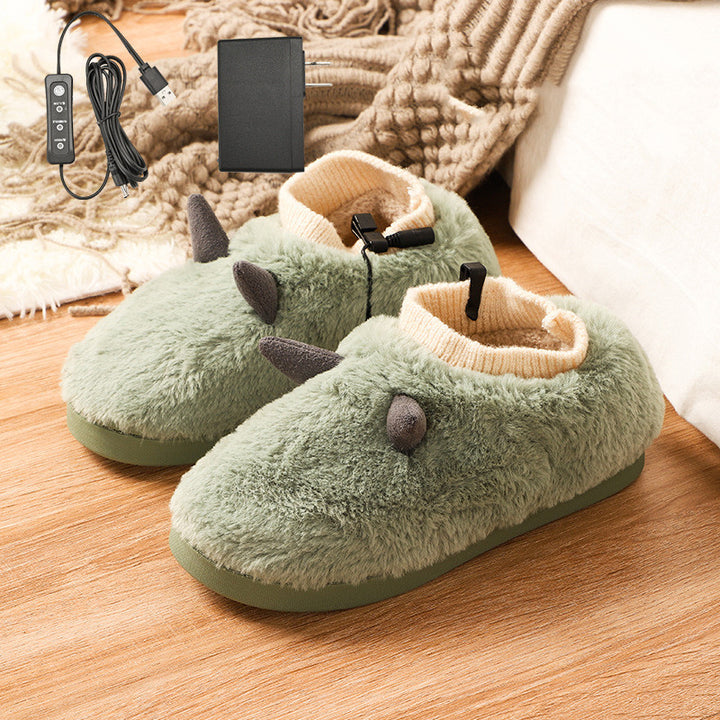 Ogrzewane kapcie USB z aksamitu, regulacja temperatury, rozmiary 36–45