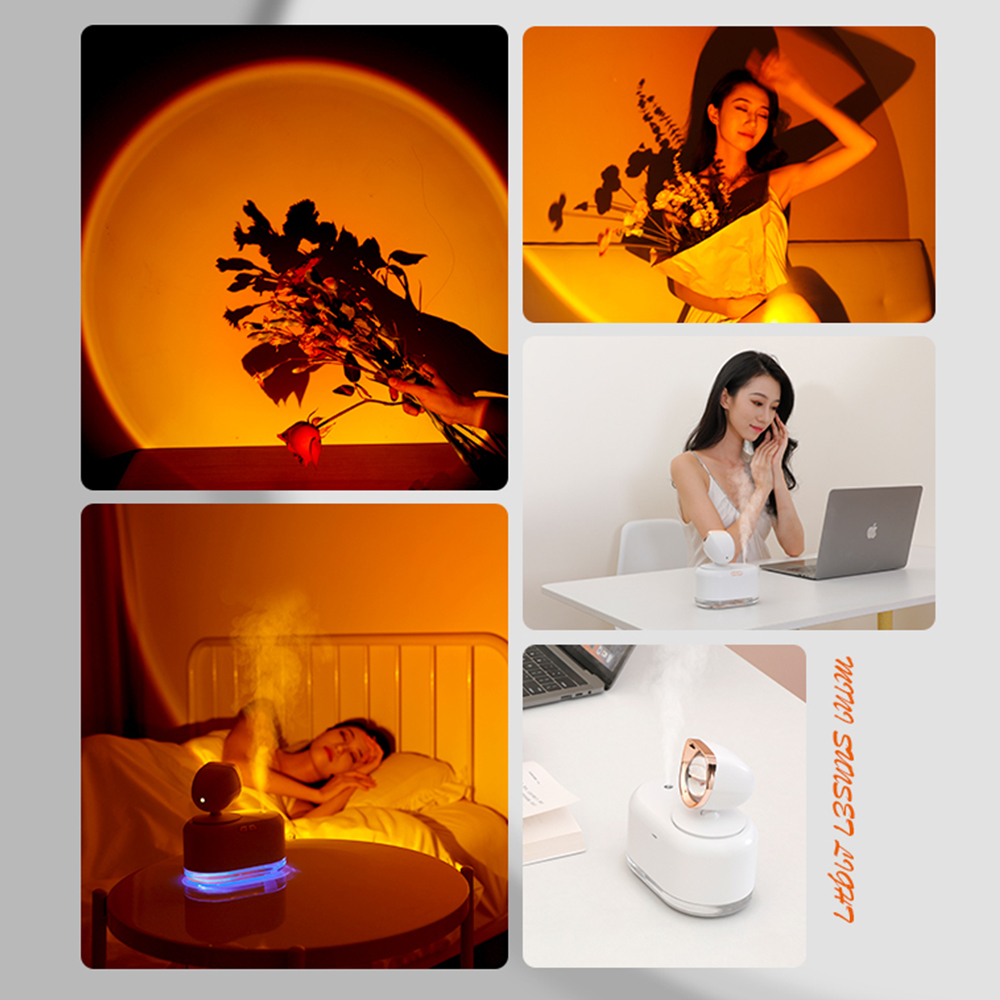 Bezprzewodowy nawilżacz powietrza 300 ml z lampą sunset