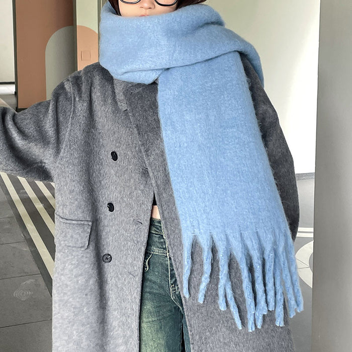 Ciepłowo Gruby oversize szal z długimi frędzlami, 270 g ciepła