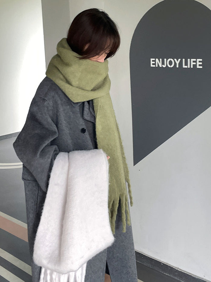 Ciepłowo Gruby oversize szal z długimi frędzlami, 270 g ciepła