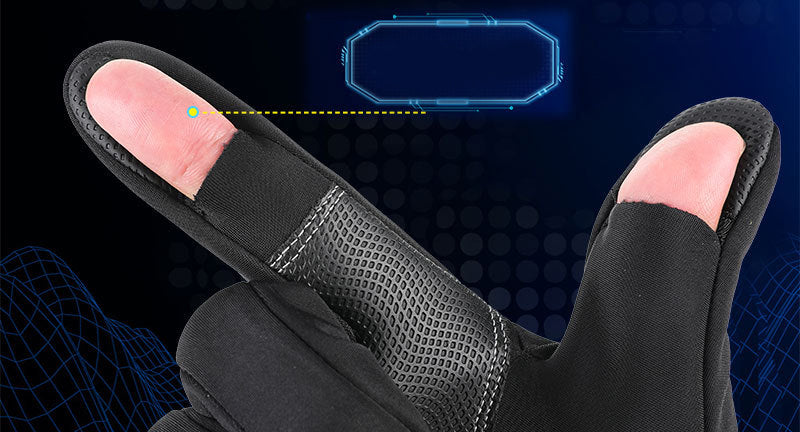 Czarne rękawiczki z odgiętą końcówką palca wskazującego