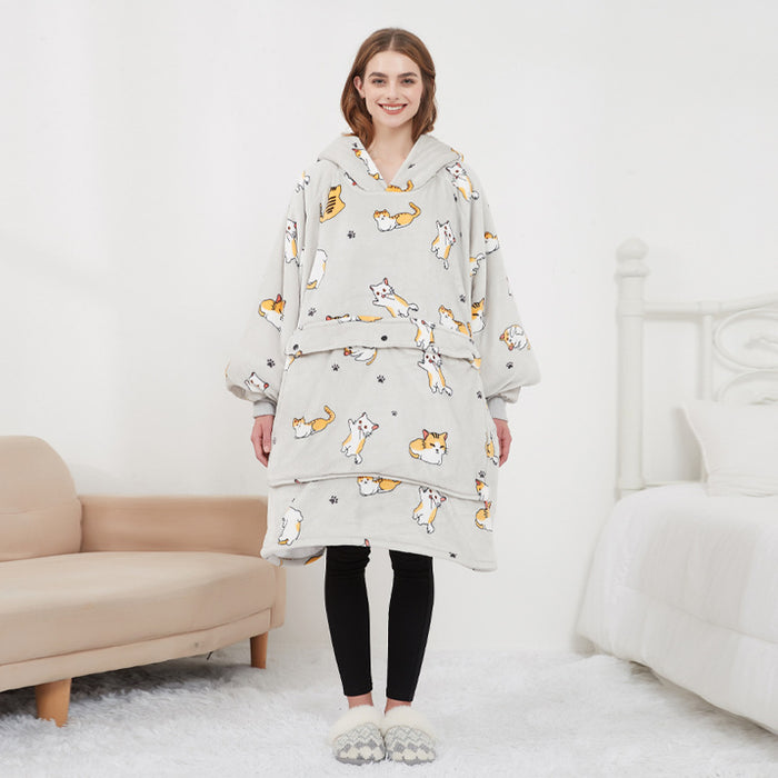 Ciepłowo Podgrzewana bluza-koc oversize z kapturem – sherpa i 3 poziomy