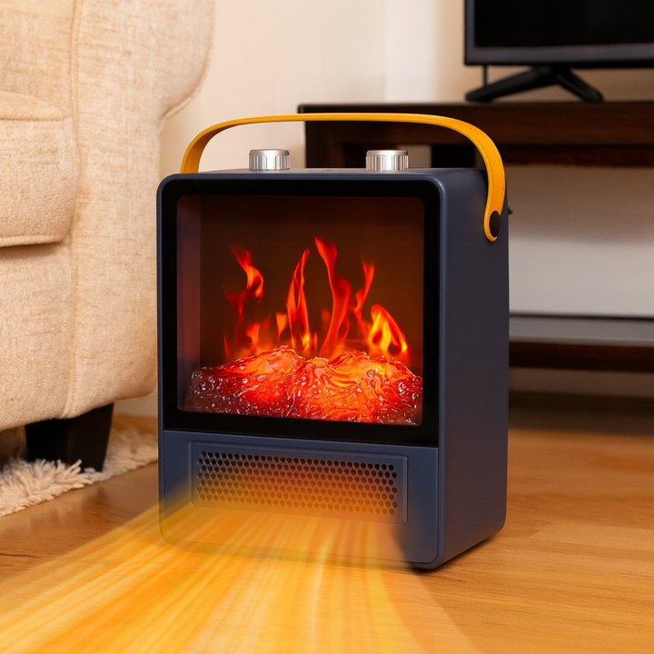 Elektryczny termowentylator z realistycznym efektem płomienia kominka