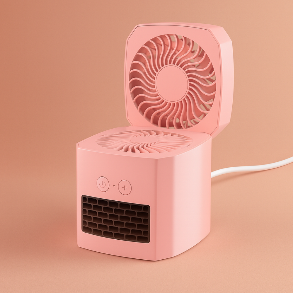 Przenośny elektryczny mini grzejnik biurkowy i wentylator chłodzący ABS, kwadratowy, 400 W