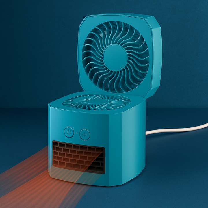 Przenośny elektryczny mini grzejnik biurkowy i wentylator chłodzący ABS, kwadratowy, 400 W