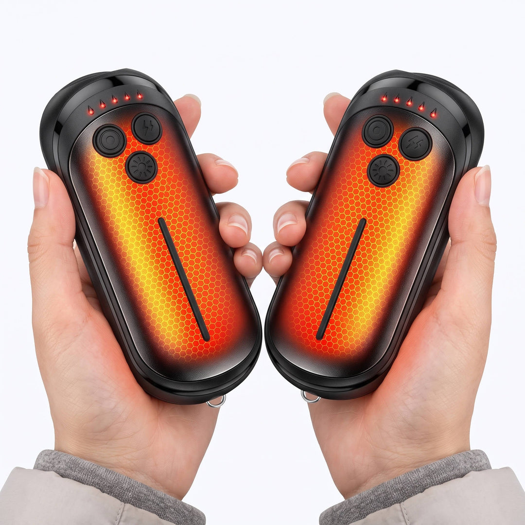 Elektryczny ogrzewacz do rąk, 2 sztuki | Bateria 6000 mAh z 5 poziomami nagrzewania | Układ AI, do 15 godzin grzania, ładowanie przez USB