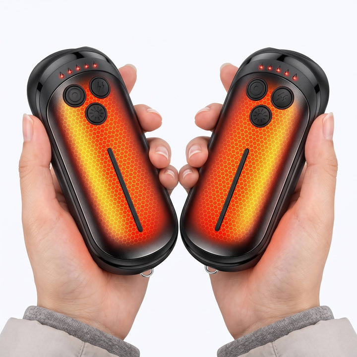 Elektryczny ogrzewacz do rąk, 2 sztuki | Bateria 6000 mAh z 5 poziomami nagrzewania | Układ AI, do 15 godzin grzania, ładowanie przez USB