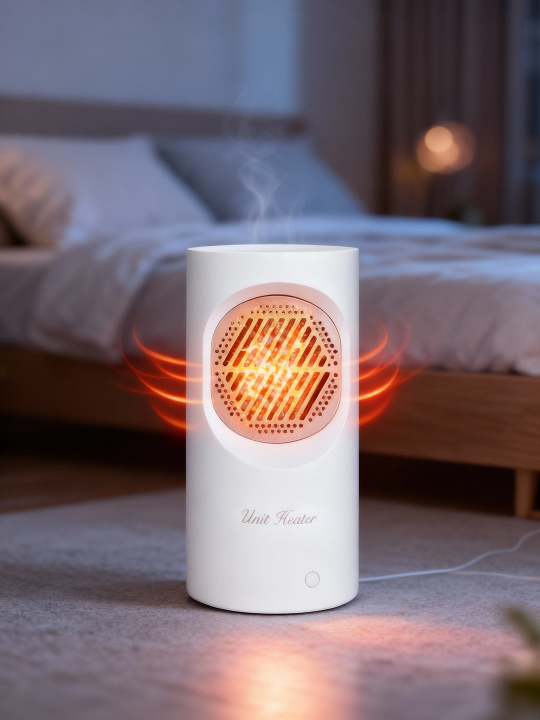 Przenośny elektryczny mini grzejnik 300 W | spiralny element grzewczy, 7 łopatek wentylatora | cicha praca