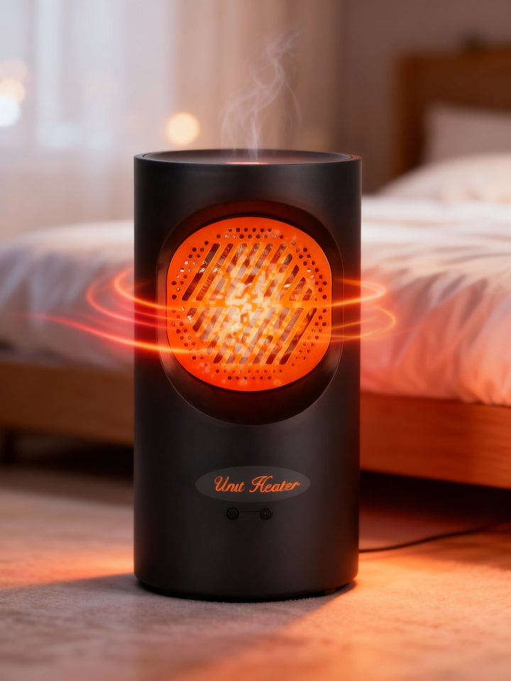 Przenośny elektryczny mini grzejnik 300 W | spiralny element grzewczy, 7 łopatek wentylatora | cicha praca