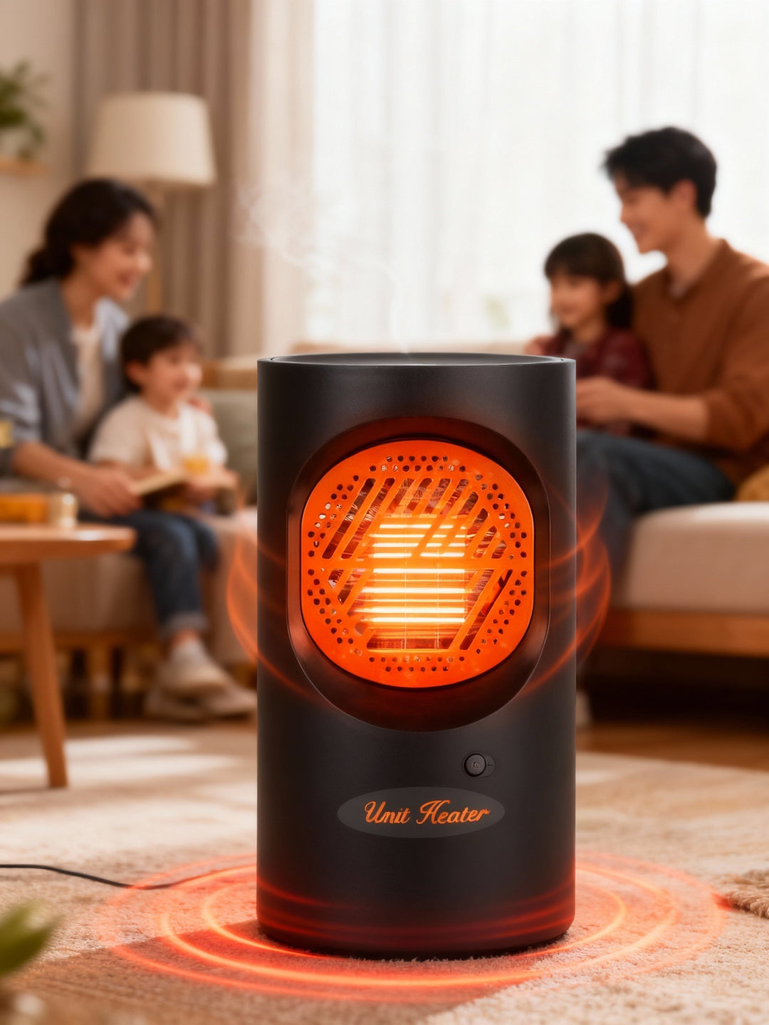 Przenośny elektryczny mini grzejnik 300 W | spiralny element grzewczy, 7 łopatek wentylatora | cicha praca