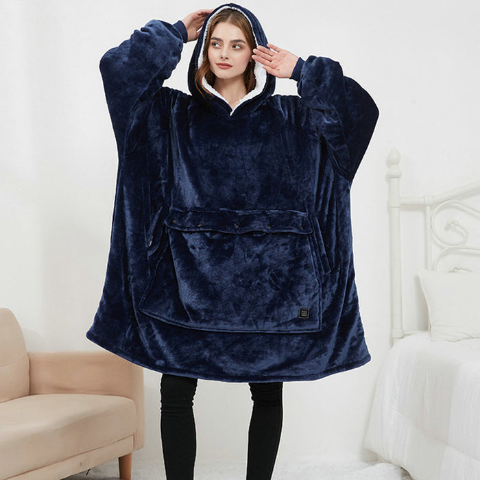 Ciepłowo Podgrzewana bluza-koc oversize z kapturem – sherpa i 3 poziomy