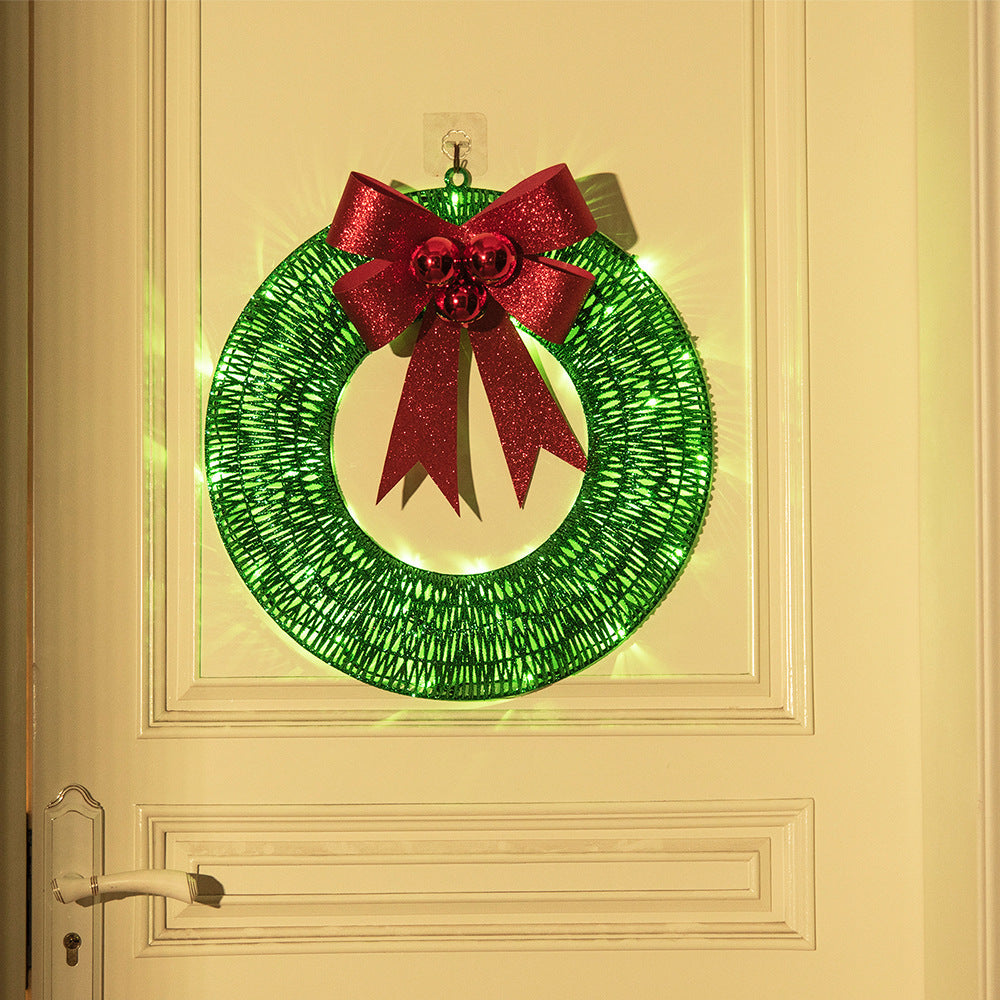 Świecący wieniec świąteczny LED 50 cm z dużą kokardą