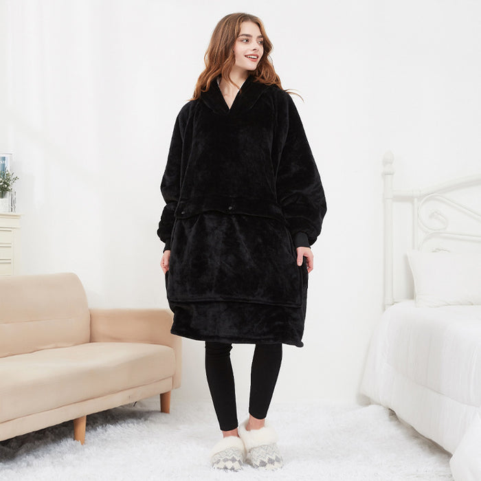 Ciepłowo Podgrzewana bluza-koc oversize z kapturem – sherpa i 3 poziomy