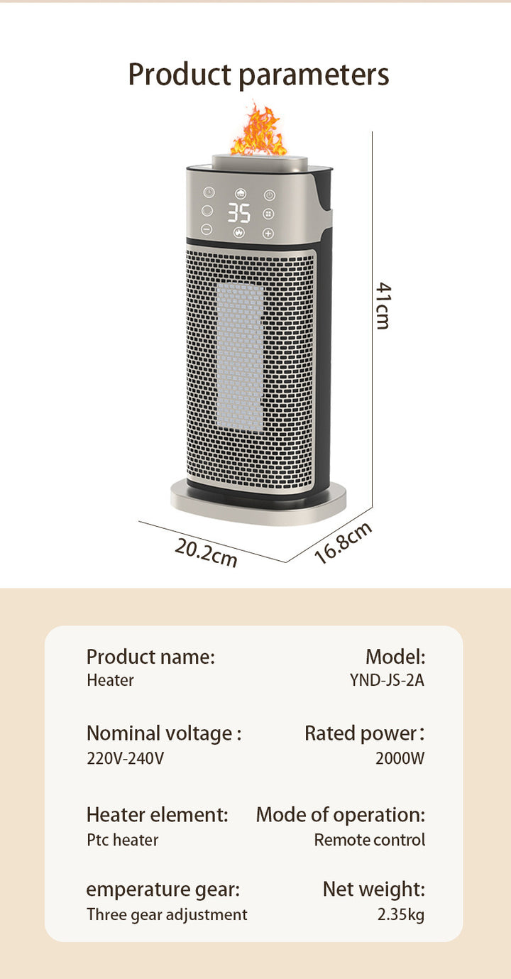 Srebrny termowentylator wieżowy z podświetloną mgiełką nawilżacza