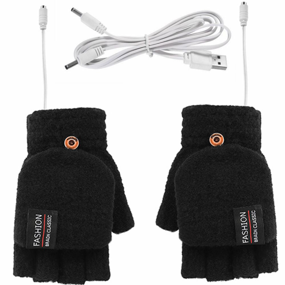 Ogrzewane rękawiczki USB bez palców, dwustronne ogrzewanie, pięć kolorów