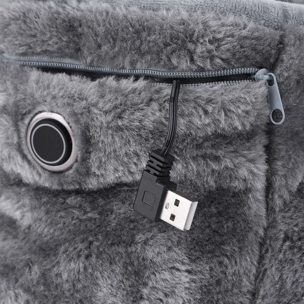 Ogrzewane kapcie zimowe z pluszowym bucikiem z funkcją ogrzewania przez USB i podparciem łuku stopy