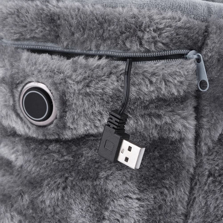 Ogrzewane kapcie zimowe z pluszowym bucikiem z funkcją ogrzewania przez USB i podparciem łuku stopy