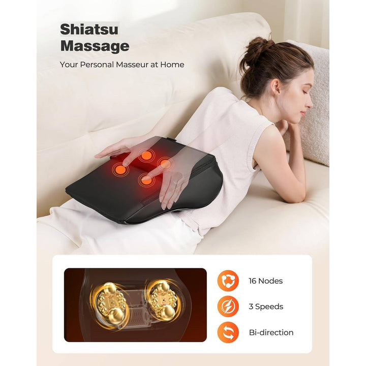 Poduszka masująca Shiatsu 3D z funkcją ugniatania szyi i pleców i funkcją podgrzewania